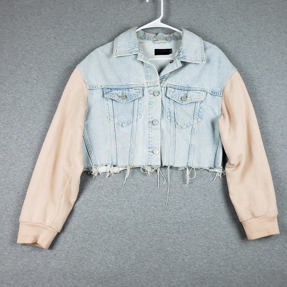 All Saints Jackets & Blazers - ALL SAINTS Jacket Womens XS Cropped Mixed Media Jean Jacket